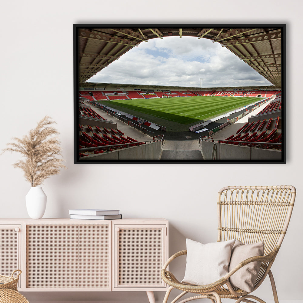 Keepmoat Stadium, Stadium Canvas, Sport Art, Framed Canvas Print Wall Art, Floating Frame