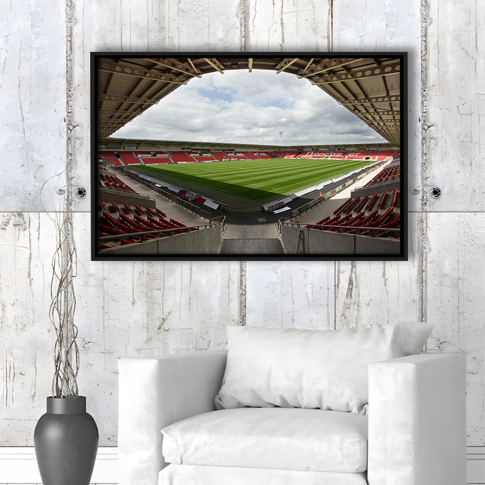 Keepmoat Stadium, Stadium Canvas, Sport Art, Framed Canvas Print Wall Art, Floating Frame