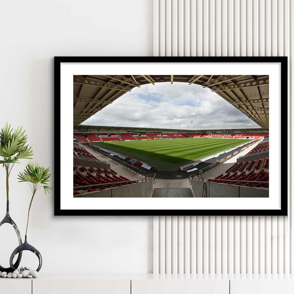 Keepmoat Stadium, Stadium Canvas, Sport Art, Gift for him, White Border Framed Art Print Wall Decor