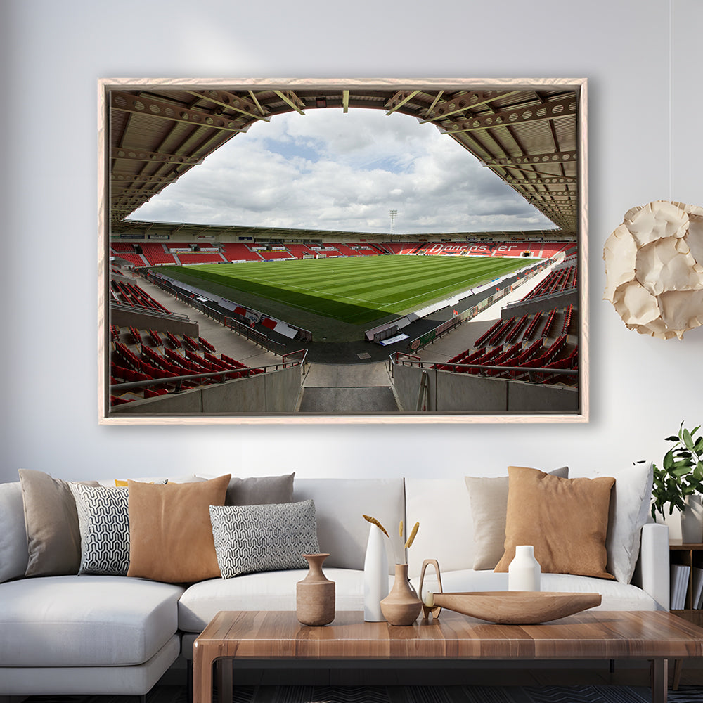 Keepmoat Stadium, Stadium Canvas, Sport Art, Framed Canvas Print Wall Art, Floating Frame