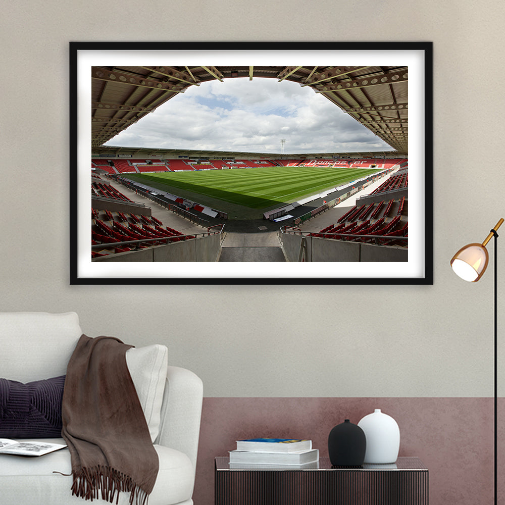 Keepmoat Stadium, Stadium Canvas, Sport Art, Gift for him, White Border Framed Art Print Wall Decor