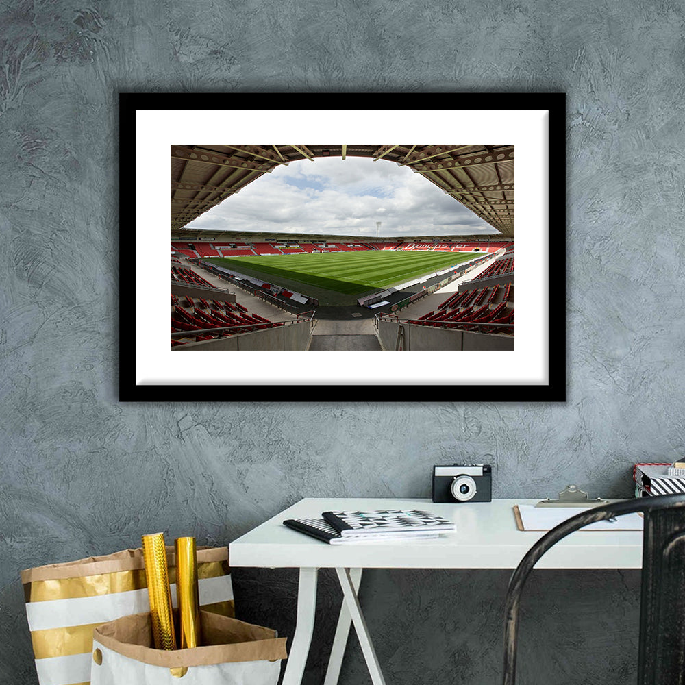 Keepmoat Stadium, Stadium Canvas, Sport Art, Gift for him, White Border Framed Art Print Wall Decor
