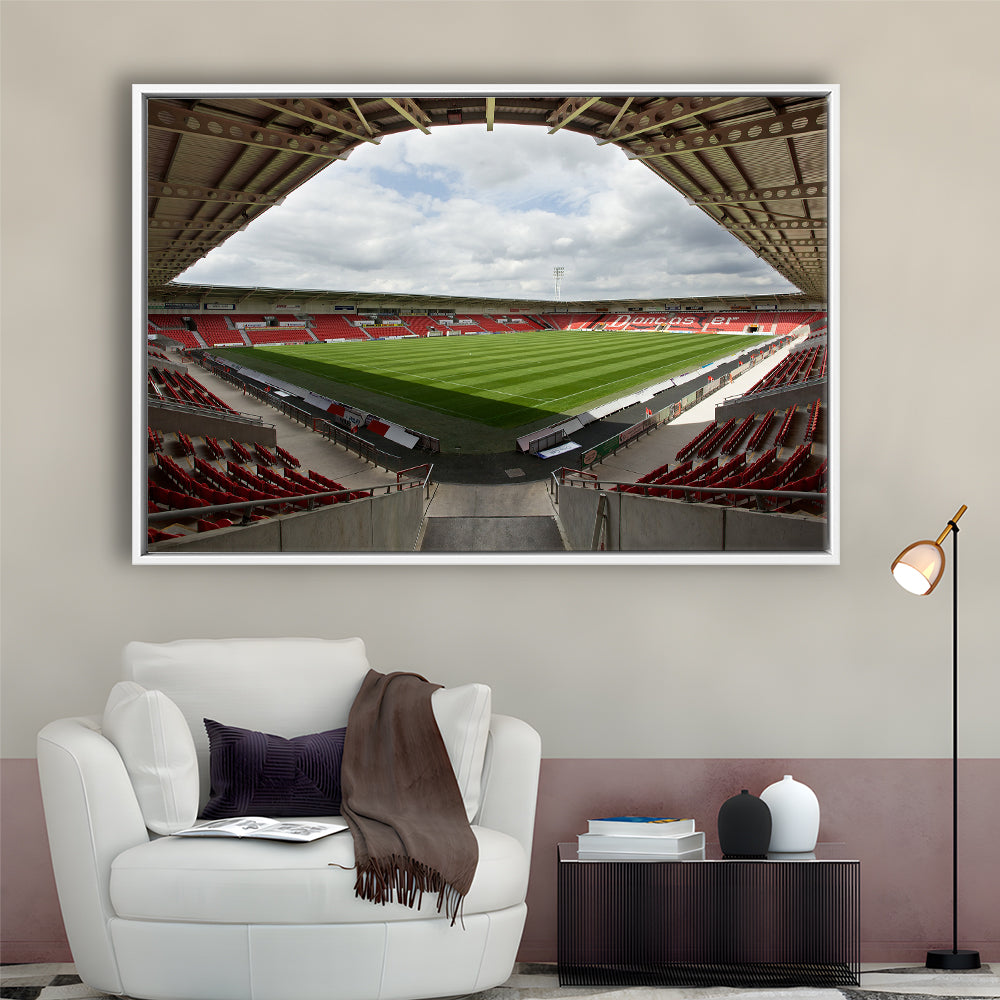 Keepmoat Stadium, Stadium Canvas, Sport Art, Framed Canvas Print Wall Art, Floating Frame