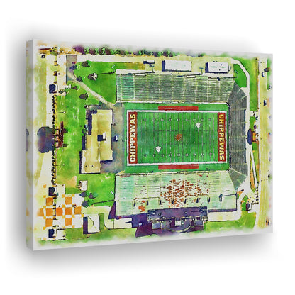 KellyShorts Painting Stadium Watercolor, Mount Pleasant Michigan, Sport Art, Gifts for him, Canvas Print Wall Art