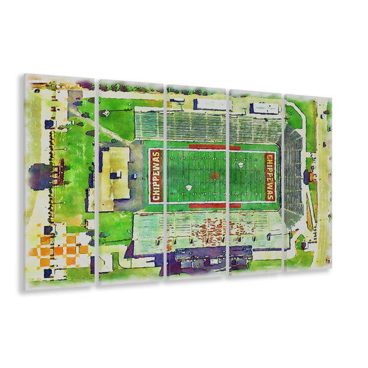KellyShorts Painting Stadium Watercolor, Mount Pleasant Michigan Watercolor, Sport Art, Extra Large Canvas Print