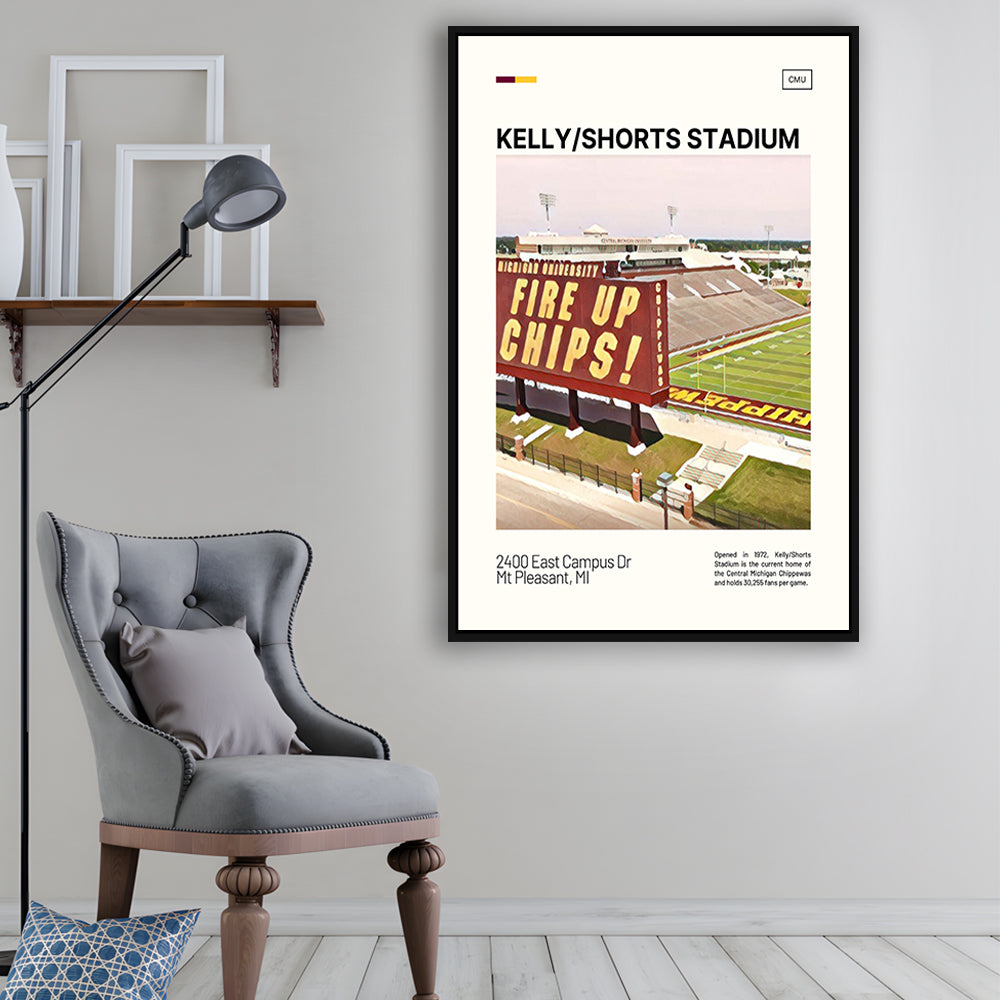 Kelly Shorts Stadium Print, Stadium Canvas Art, Man Cave Gift, Floating Framed Canvas Print Wall Art