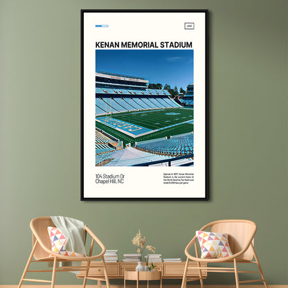 Kenan Memorial Stadium Print, North Carolina Tar Heels Stadium Art, Man Cave Gift, Floating Framed Canvas Print Wall Art