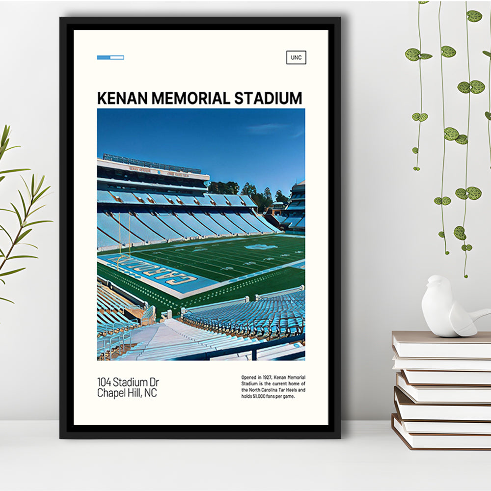 Kenan Memorial Stadium Print, North Carolina Tar Heels Stadium Art, Man Cave Gift, Floating Framed Canvas Print Wall Art