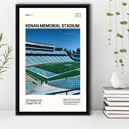 Kenan Memorial Stadium Print, North Carolina Tar Heels Stadium Art, Man Cave Gift, Floating Framed Canvas Print Wall Art