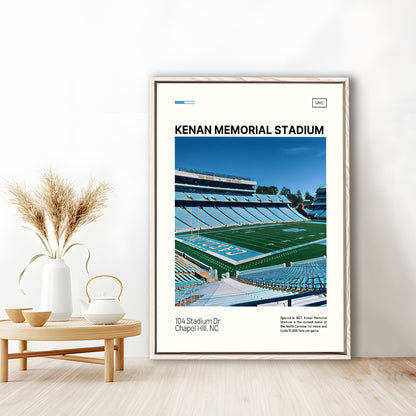 Kenan Memorial Stadium Print, North Carolina Tar Heels Stadium Art, Man Cave Gift, Floating Framed Canvas Print Wall Art