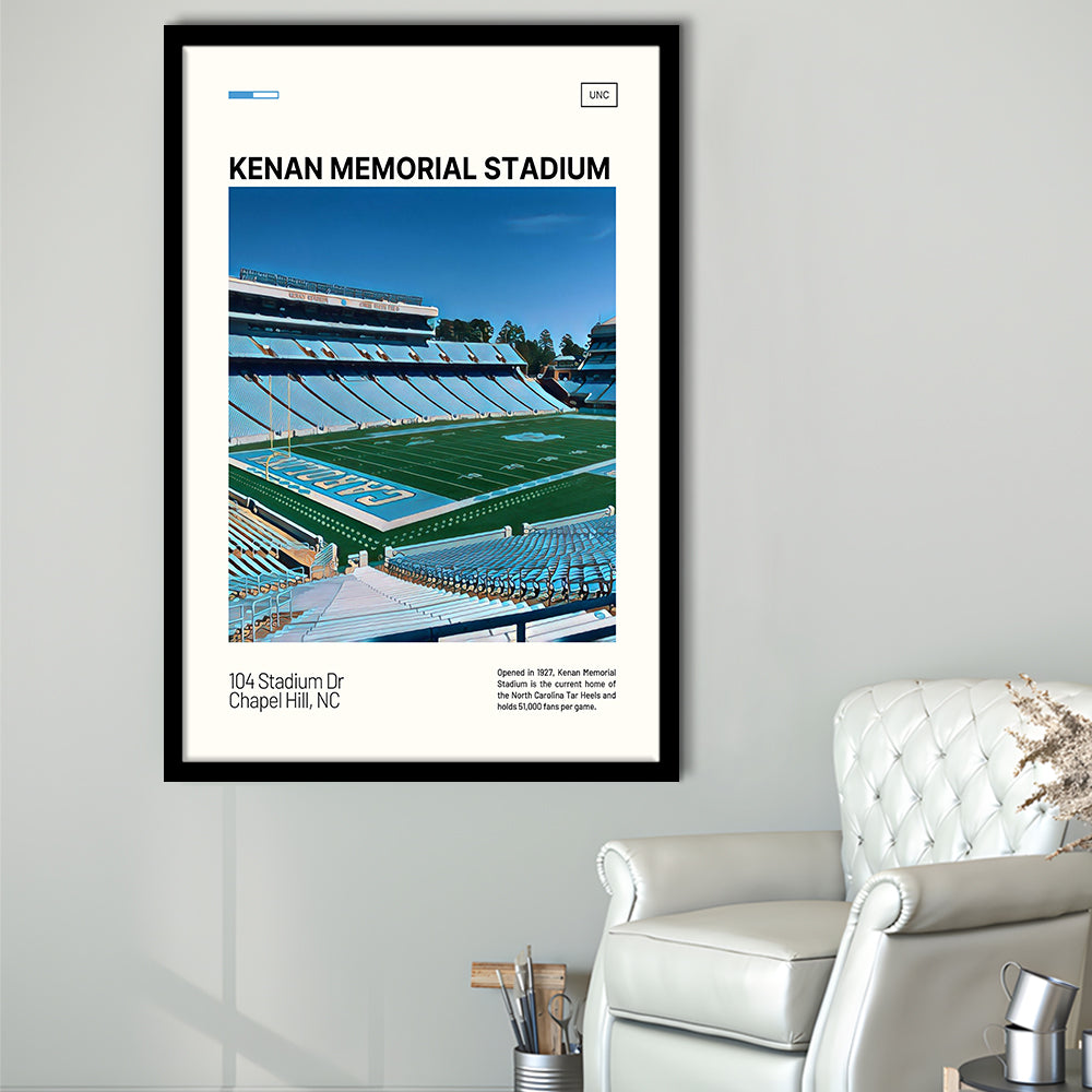 Kenan Memorial Stadium Print, North Carolina Tar Heels Stadium Art, Gifts for him, Sport Art, Framed Art Print Wall Decor