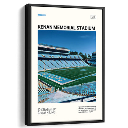Kenan Memorial Stadium Print, North Carolina Tar Heels Stadium Art, Man Cave Gift, Floating Framed Canvas Print Wall Art