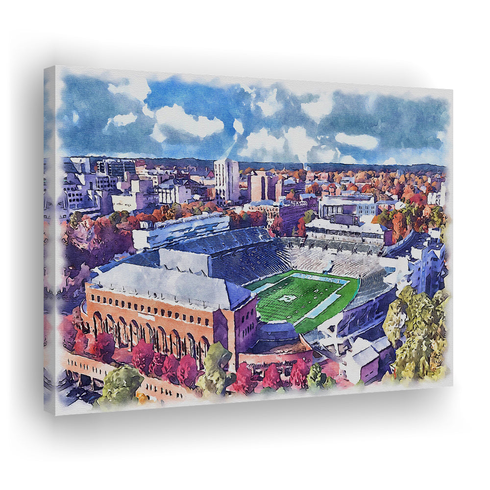 Kenan Memorial Painting Stadium Watercolor, Chapel Hill North Carolina, Sport Art, Gifts for him, Canvas Print Wall Art