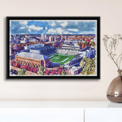 Kenan Memorial Painting Stadium Watercolor, Chapel Hill North Carolina, Sport Gift Art, Framed Canvas Print Wall Art