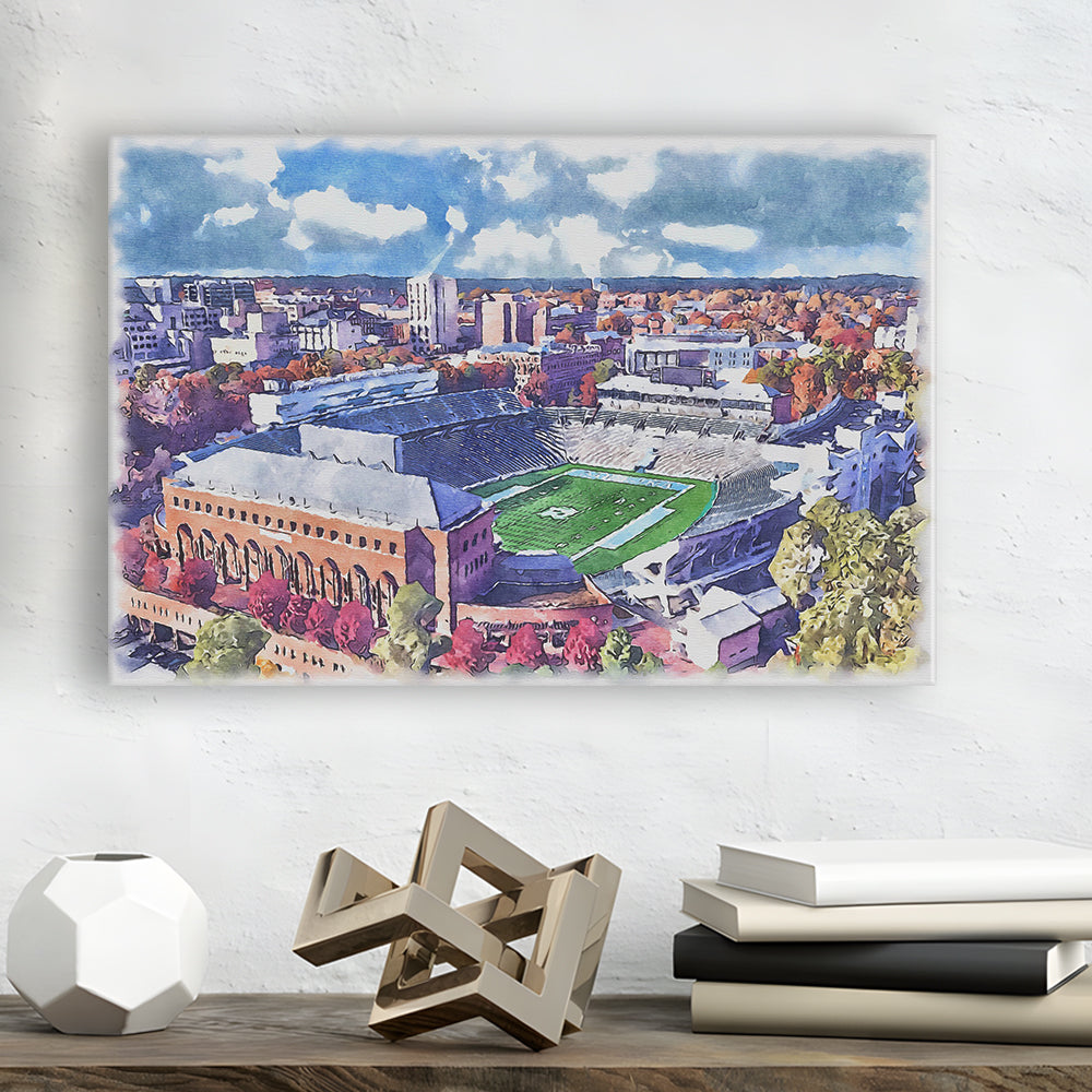 Kenan Memorial Painting Stadium Watercolor, Chapel Hill North Carolina, Sport Art, Gifts for him, Canvas Print Wall Art