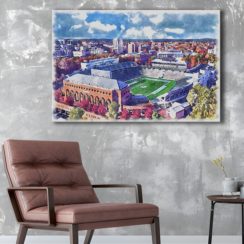Kenan Memorial Painting Stadium Watercolor, Chapel Hill North Carolina, Sport Art, Gifts for him, Canvas Print Wall Art