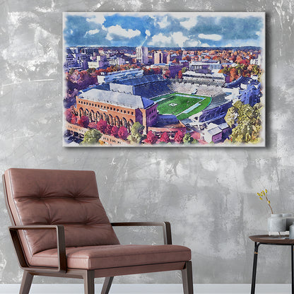 Kenan Memorial Painting Stadium Watercolor, Chapel Hill North Carolina, Sport Art, Gifts for him, Canvas Print Wall Art