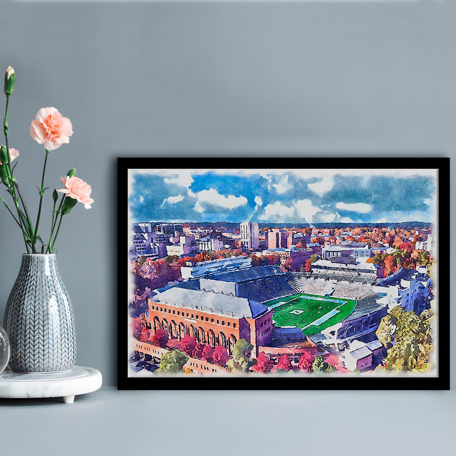 Kenan Memorial Painting Stadium Watercolor, Chapel Hill North Carolina, Sport Gift Art, Framed Art Print Wall Decor