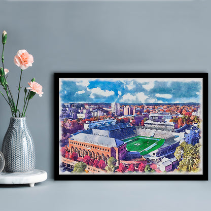 Kenan Memorial Painting Stadium Watercolor, Chapel Hill North Carolina, Sport Gift Art, Framed Art Print Wall Decor