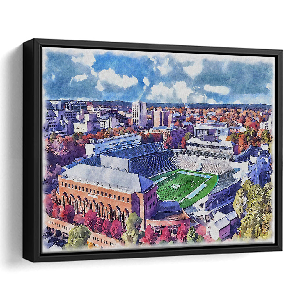 Kenan Memorial Painting Stadium Watercolor, Chapel Hill North Carolina, Sport Gift Art, Framed Canvas Print Wall Art