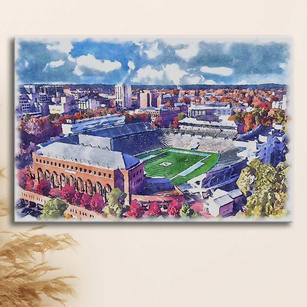 Kenan Memorial Painting Stadium Watercolor, Chapel Hill North Carolina, Sport Art, Gifts for him, Canvas Print Wall Art