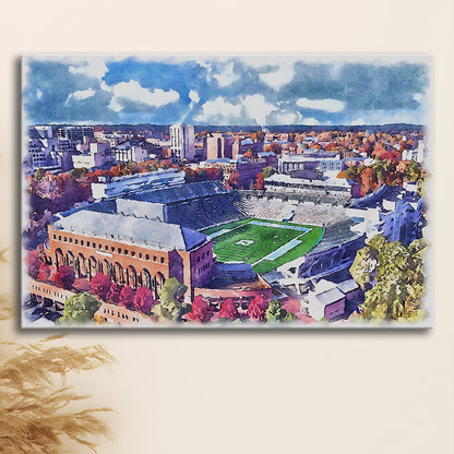 Kenan Memorial Painting Stadium Watercolor, Chapel Hill North Carolina, Sport Art, Gifts for him, Canvas Print Wall Art