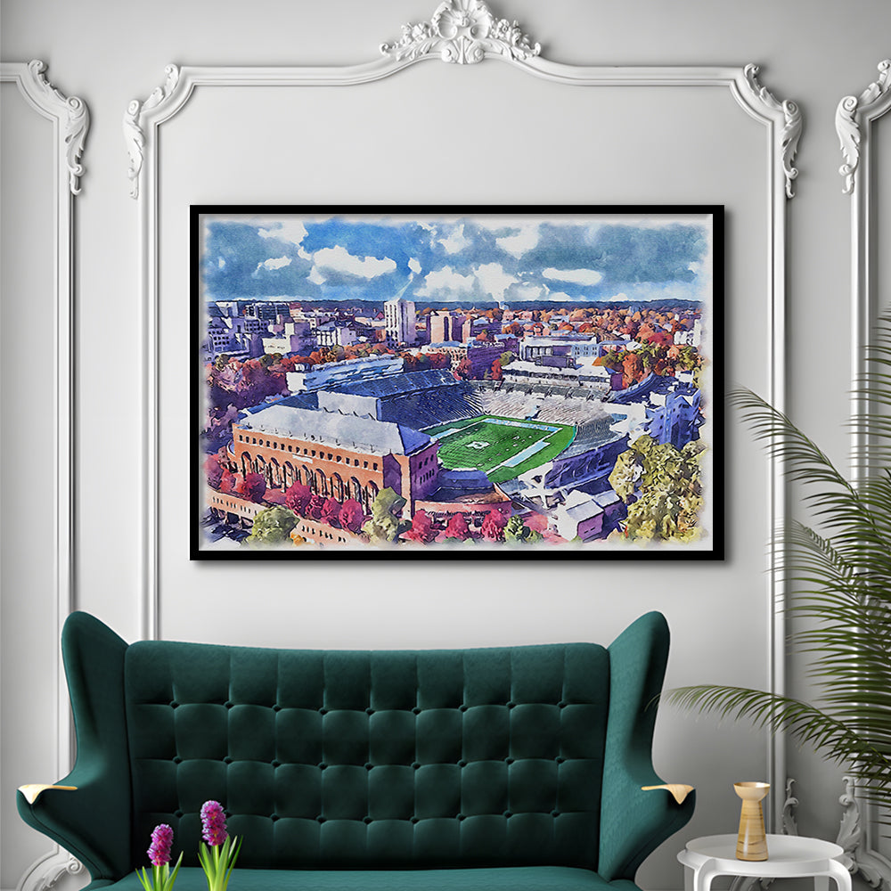 Kenan Memorial Painting Stadium Watercolor, Chapel Hill North Carolina, Sport Gift Art, Framed Art Print Wall Decor