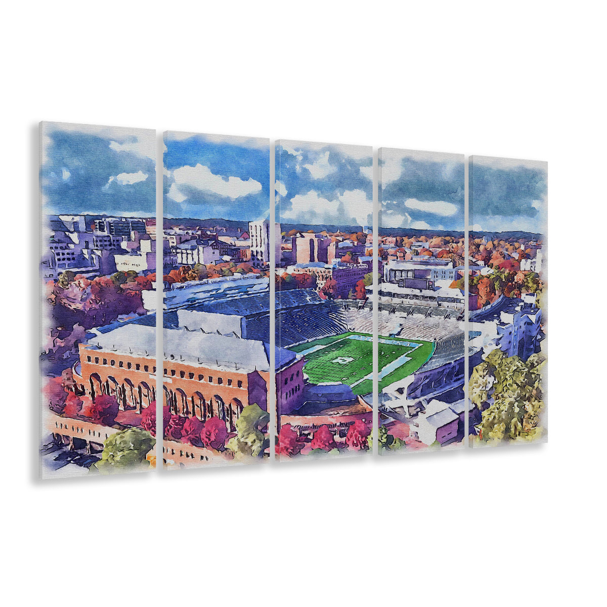 Kenan Memorial Painting Stadium Watercolor, Chapel Hill North Carolina, Sport Art, Extra Large Canvas Print Wall Art
