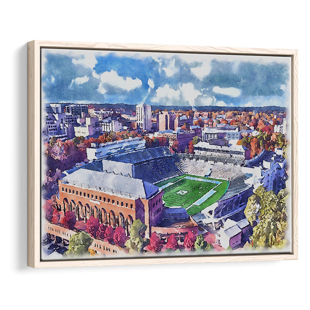 Kenan Memorial Painting Stadium Watercolor, Chapel Hill North Carolina, Sport Gift Art, Framed Canvas Print Wall Art