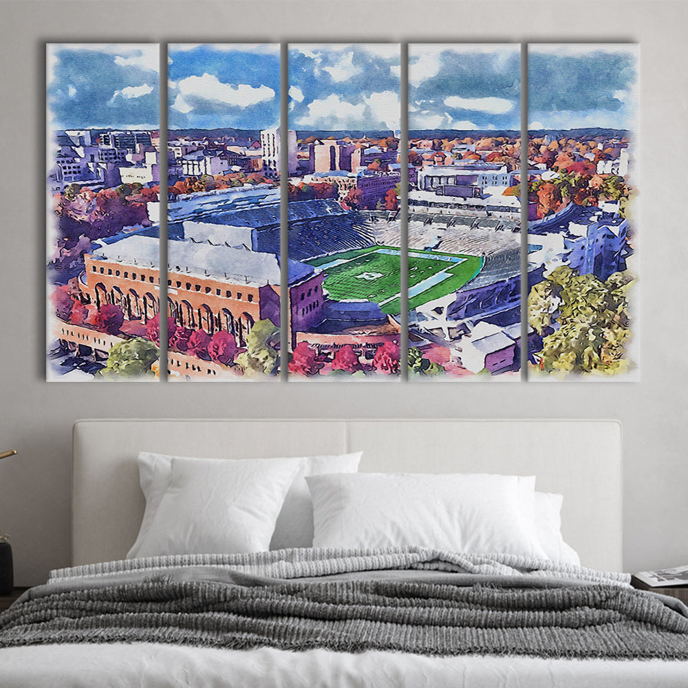 Kenan Memorial Painting Stadium Watercolor, Chapel Hill North Carolina, Sport Art, Extra Large Canvas Print Wall Art