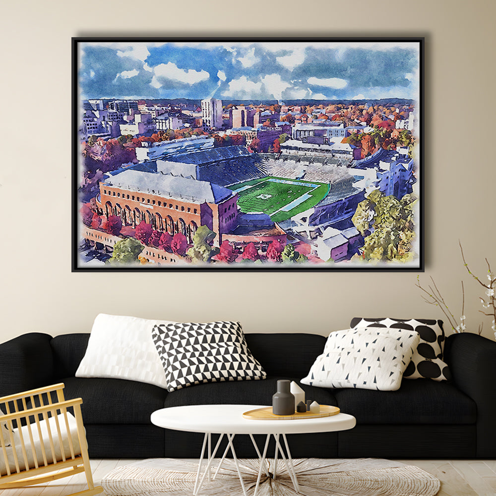 Kenan Memorial Painting Stadium Watercolor, Chapel Hill North Carolina, Sport Gift Art, Framed Canvas Print Wall Art