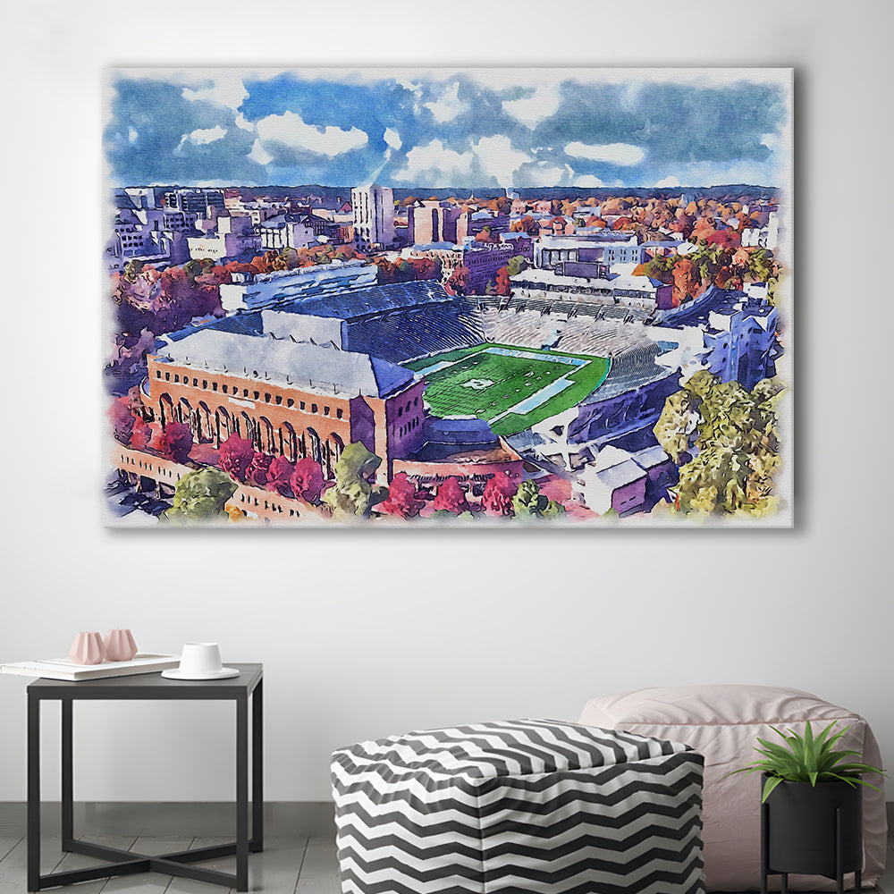 Kenan Memorial Painting Stadium Watercolor, Chapel Hill North Carolina, Sport Art, Gifts for him, Canvas Print Wall Art