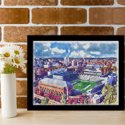 Kenan Memorial Painting Stadium Watercolor, Chapel Hill North Carolina, Sport Gift Art, Framed Art Print Wall Decor