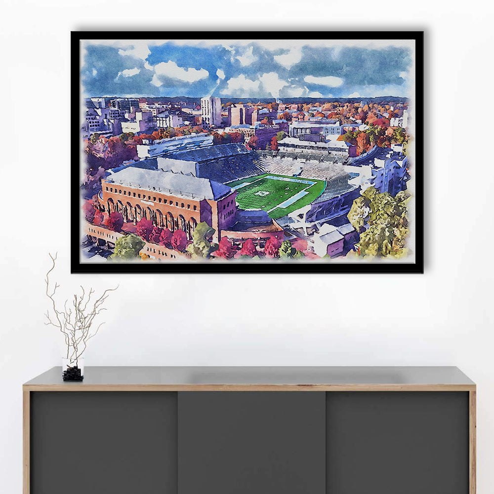 Kenan Memorial Painting Stadium Watercolor, Chapel Hill North Carolina, Sport Gift Art, Framed Art Print Wall Decor