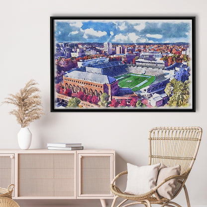 Kenan Memorial Painting Stadium Watercolor, Chapel Hill North Carolina, Sport Gift Art, Framed Canvas Print Wall Art
