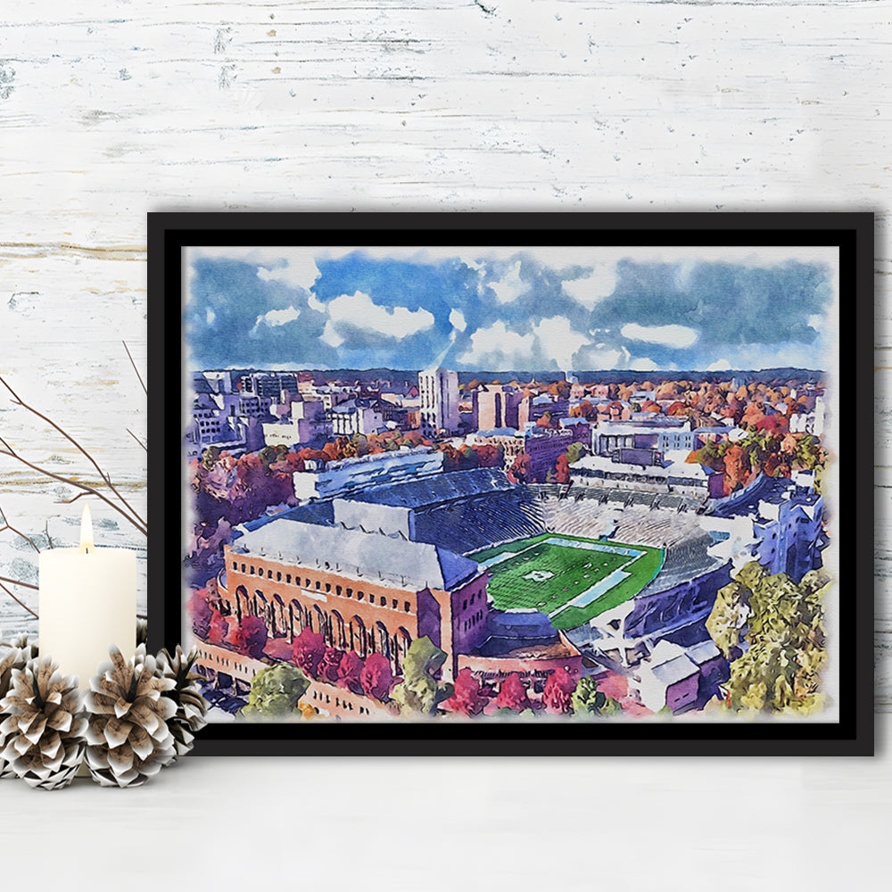 Kenan Memorial Painting Stadium Watercolor, Chapel Hill North Carolina, Sport Gift Art, Framed Canvas Print Wall Art