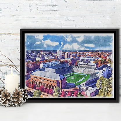 Kenan Memorial Painting Stadium Watercolor, Chapel Hill North Carolina, Sport Gift Art, Framed Canvas Print Wall Art