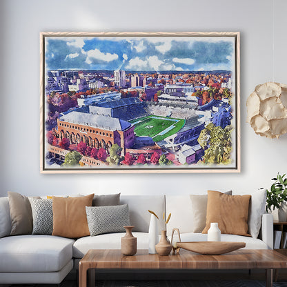 Kenan Memorial Painting Stadium Watercolor, Chapel Hill North Carolina, Sport Gift Art, Framed Canvas Print Wall Art