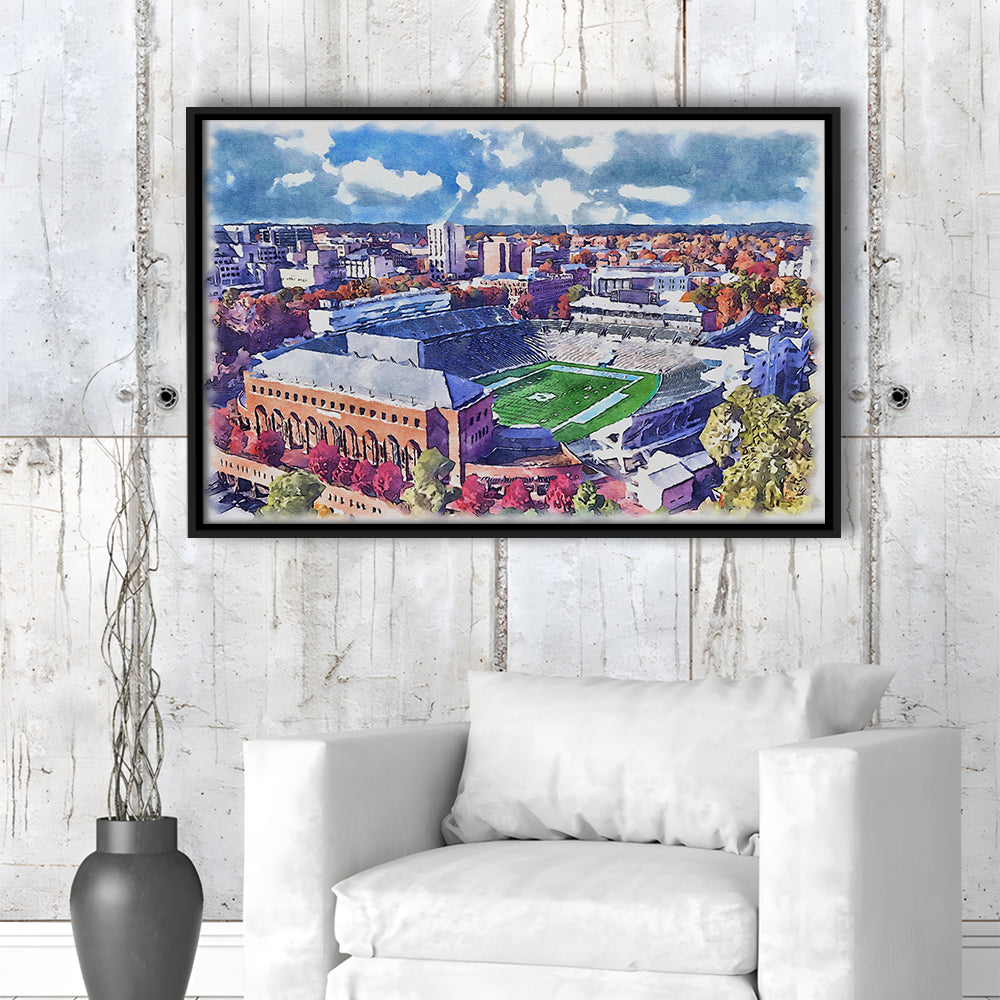 Kenan Memorial Painting Stadium Watercolor, Chapel Hill North Carolina, Sport Gift Art, Framed Canvas Print Wall Art