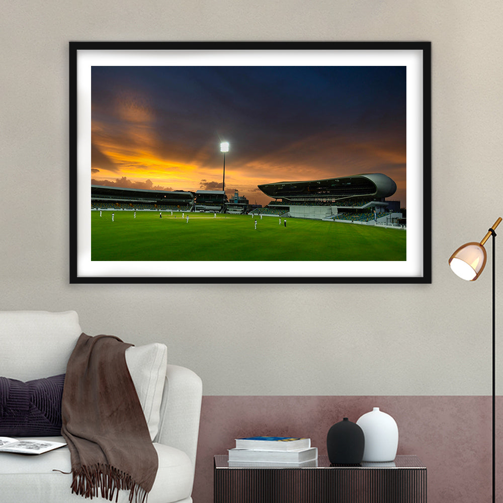 Kensington Oval, Stadium Canvas, Sport Art, Gift for him, White Border Framed Art Print Wall Decor