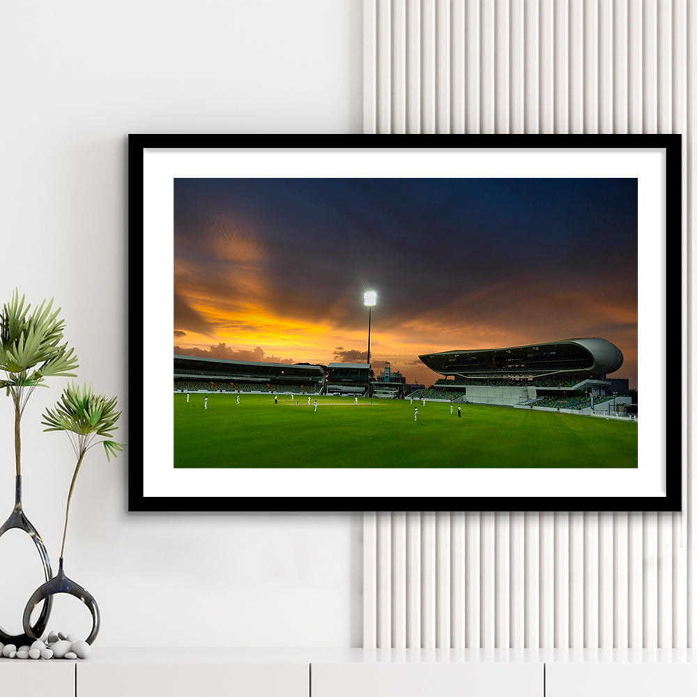 Kensington Oval, Stadium Canvas, Sport Art, Gift for him, White Border Framed Art Print Wall Decor