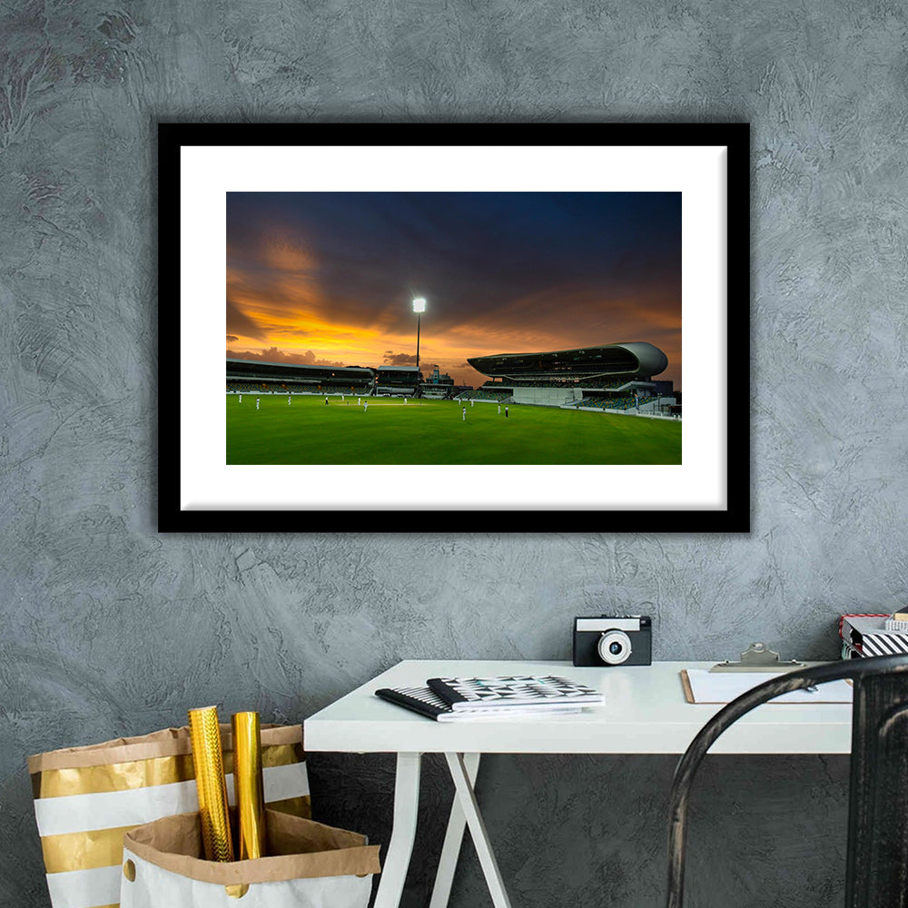 Kensington Oval, Stadium Canvas, Sport Art, Gift for him, White Border Framed Art Print Wall Decor