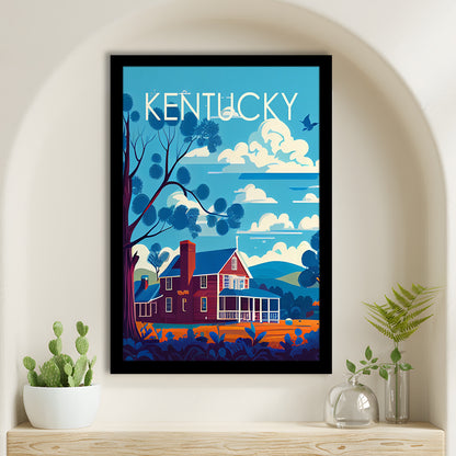 Kentucky Retro Art Print, Kentucky City Wall Art, Framed Art Print, Picture Framed, Painting Art