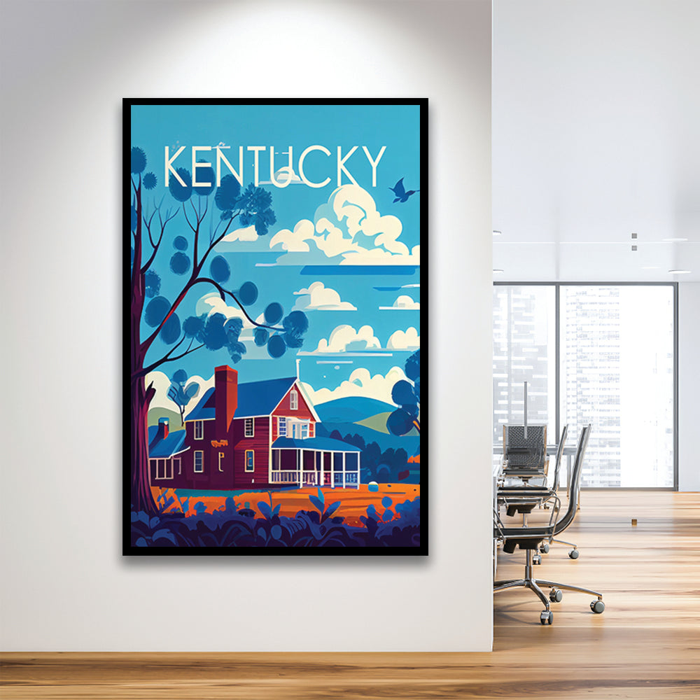 Kentucky Retro Art Print, Kentucky City Wall Art, Framed Art Print, Picture Framed, Painting Art