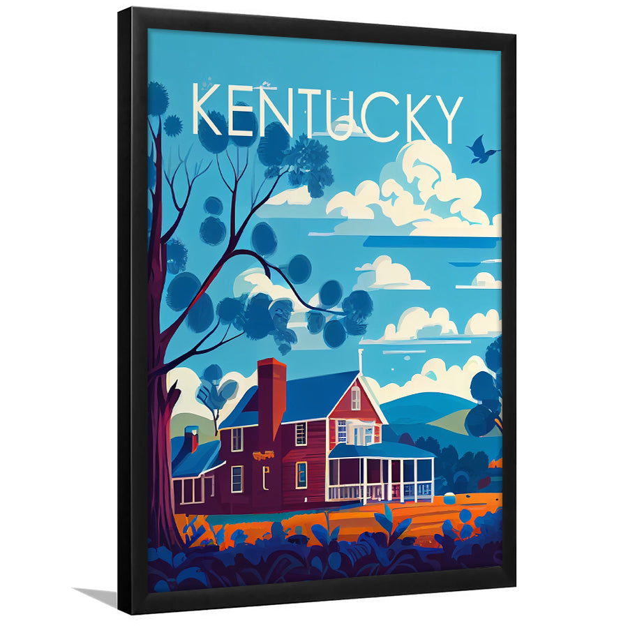 Kentucky Retro Art Print, Kentucky City Wall Art, Framed Art Print, Picture Framed, Painting Art