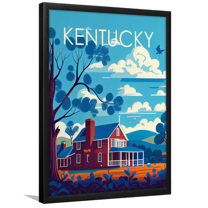 Kentucky Retro Art Print, Kentucky City Wall Art, Framed Art Print, Picture Framed, Painting Art