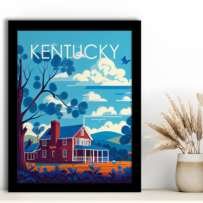 Kentucky Retro Art Print, Kentucky City Wall Art, Framed Art Print, Picture Framed, Painting Art