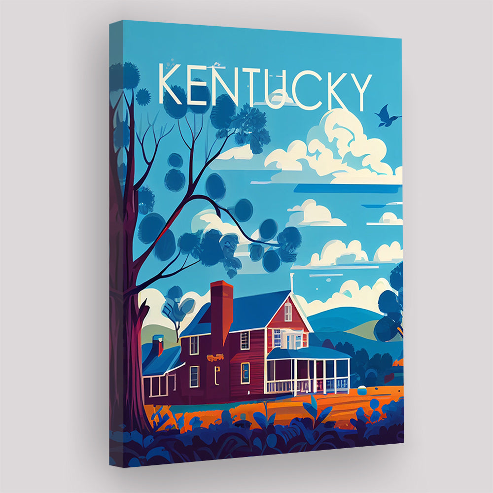 Kentucky Retro Art Print, Kentucky City Wall Art, Canvas Print, Painting Canvas, Living Room Decor