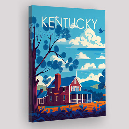 Kentucky Retro Art Print, Kentucky City Wall Art, Canvas Print, Painting Canvas, Living Room Decor