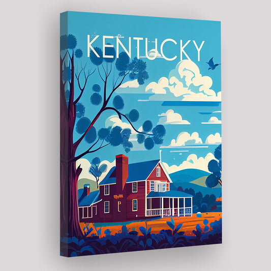 Kentucky Retro Art Print, Kentucky City Wall Art, Canvas Print, Painting Canvas, Living Room Decor